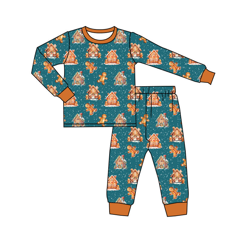 Pre-order Baby Boy Toddler Christmas Gingerbread Shirt Pants Pajamas Clothes Set