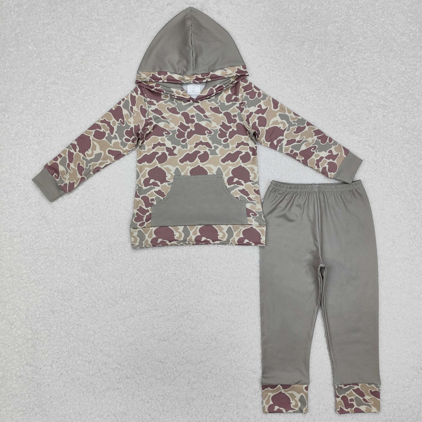 Baby Boy Long Sleeves Hoodie Pocket Pullover Shirt Pants Sibling Hunting Clothes Set