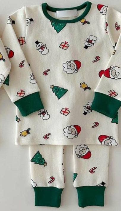 Pre-order Baby Boy Santa Snowman Shirt Pants Christmas Pajamas Clothes Set