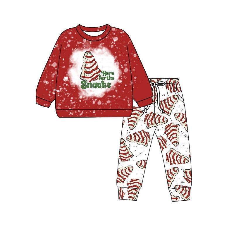 Pre-order Baby Boy Christmas Tree Snacks Red Shirt Pocket Pants Clothes Set