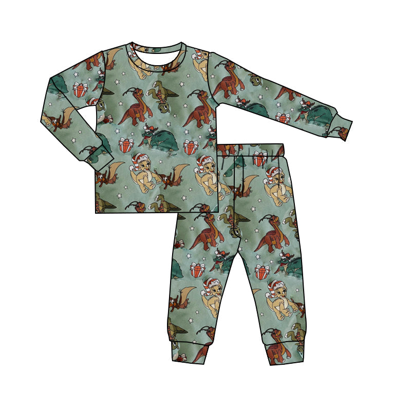 Pre-order Baby Boy Christmas Dinosaurs Shirt Pants Pajamas Clothes Set