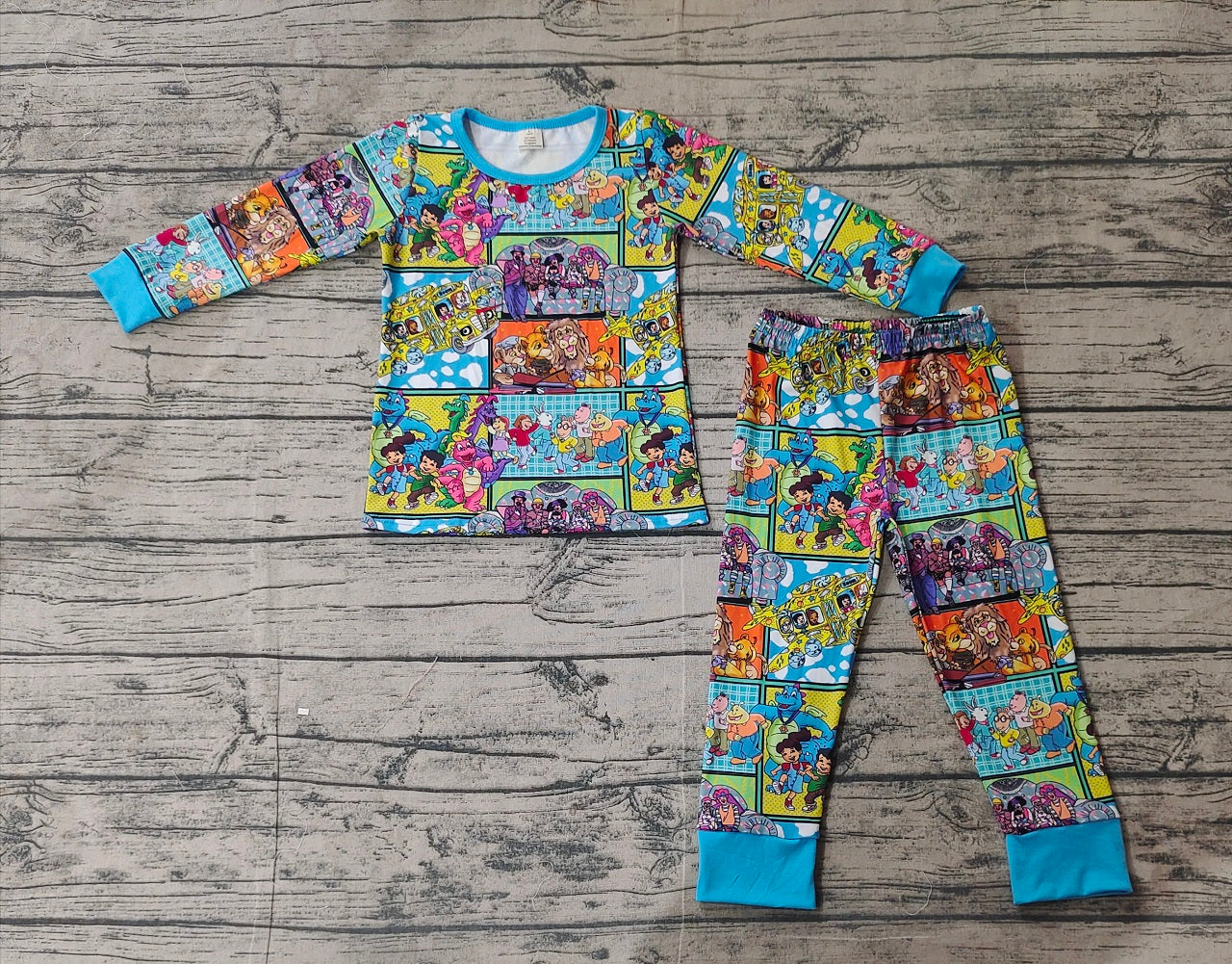 Baby Boy Long Sleeves Cartoon Lions Shirt Pants Pajamas Clothes Bamboo Set