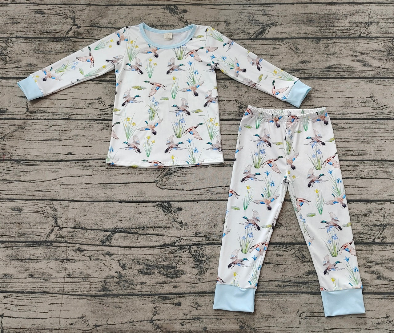 Baby Boy Long Sleeves Ducks Shirt Pants Pajamas Hunting Clothes Bamboo Set