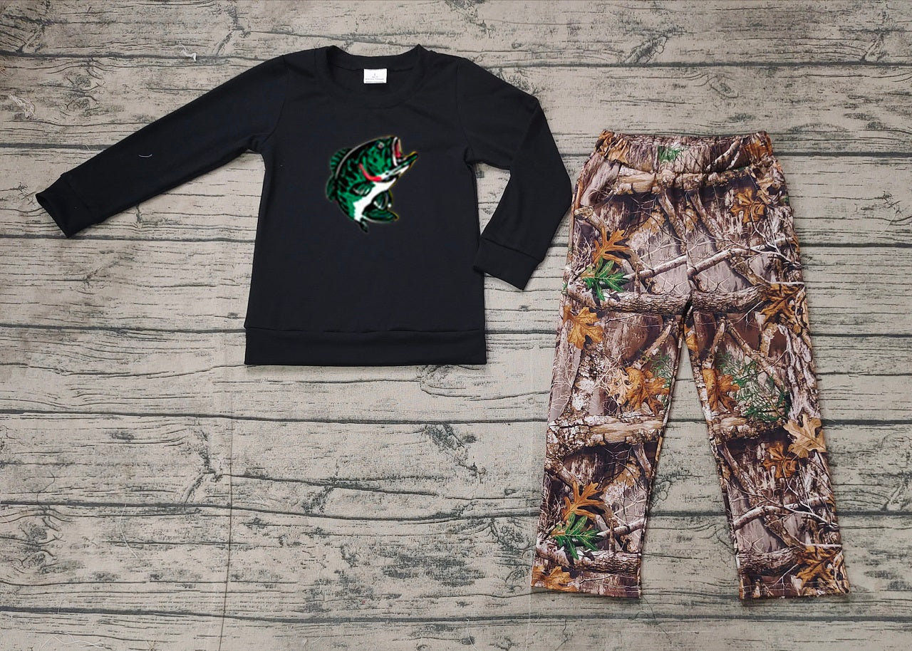 Preorder Baby Boy Long Sleeves Grey Fishing Shirts Shirt Camo Pants Clothes Set