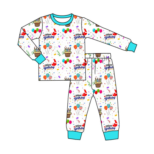 ( Moq 5 ) Preorder Baby Boy Long Sleeves Birthday Shirt Pants Pajamas Set