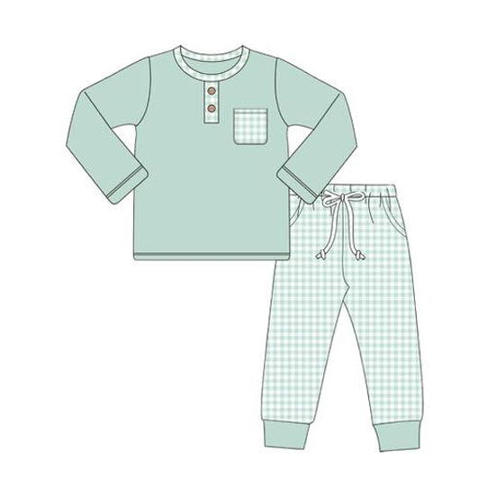 ( Moq 5 ) Preorder Baby Boy Long Sleeves Buttons Shirt Pockets Pants Set