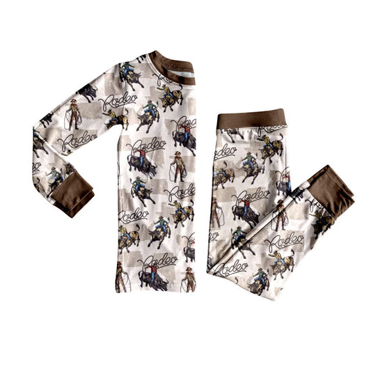 ( Moq 5 ) Preorder Baby Boy Long Sleeves Western Rodeo Shirt Pants Pajamas Set