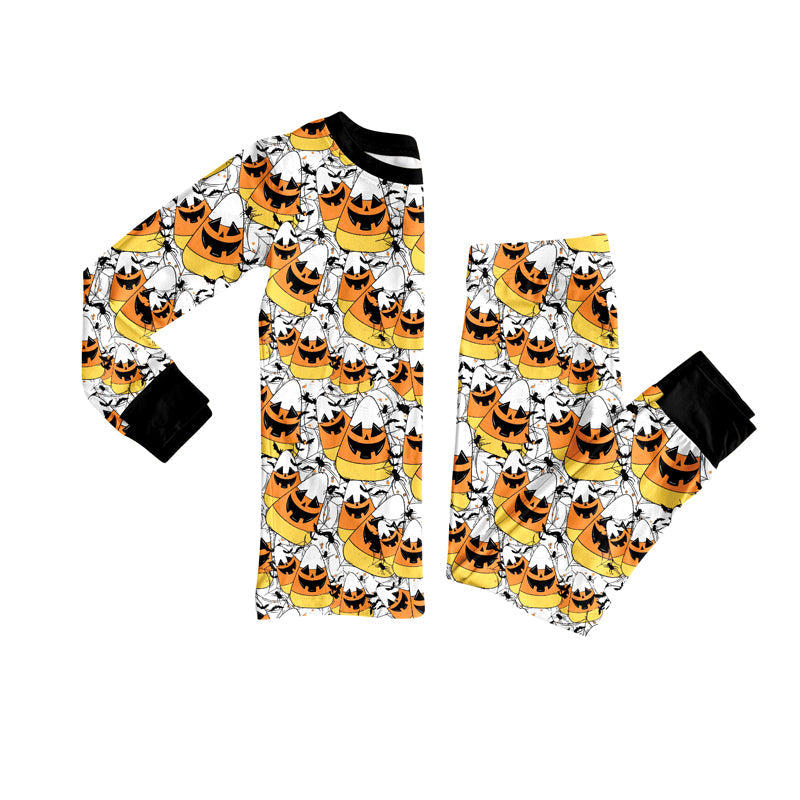 ( Moq 5 ) Preorder Baby Boy Long Sleeves Candy Corn Shirt Pants Halloween Pajamas Set