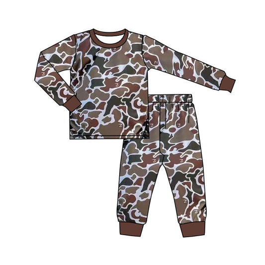 ( Moq 5 ) Preorder Kids Boy Long Sleeves Camo Shirt Pants Pajamas Set