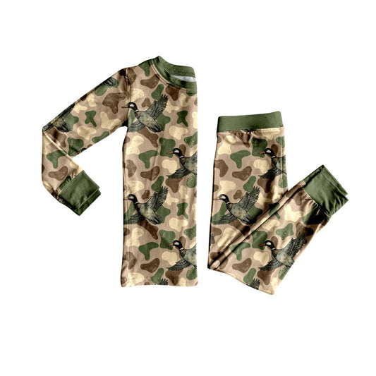 ( Moq 5 ) Preorder Boy Infant Long Sleeves Camo Ducks Shirt Pants Pajamas Set