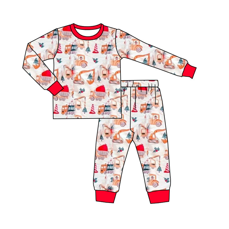 ( Moq 5 ) Preorder Kids Boys Christmas Construction Shirt Pants Pajamas Set