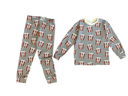 ( Moq 5 ) Preorder Baby Boys Long Sleeves Popcorn Print Shirt Pants Pajamas Set