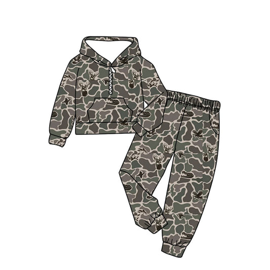 ( Moq 5 ) Preorder Baby Boys Long Sleeves Deer Camo Hoodie Shirt Pockets Pants Clothes Set