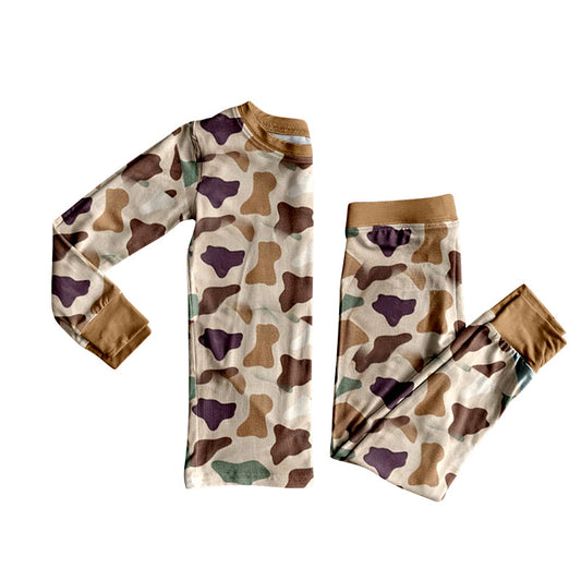 ( Moq 5 ) Preorder Baby Boys Toddler Long Sleeves Camo Shirt Pants Pajamas Clothes Set
