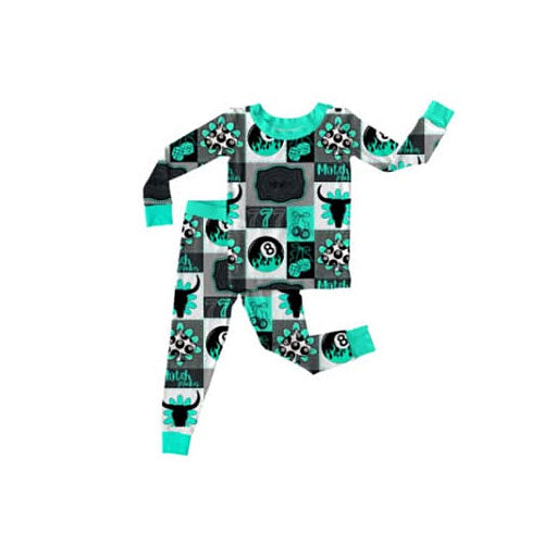 ( Moq 5 ) Preorder Baby Kids Kids Long Sleeves Ball Shirt Pants Western Pajamas Set