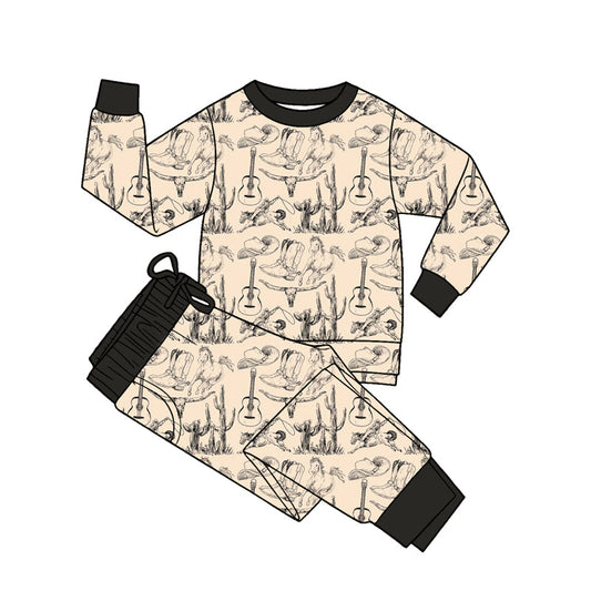 ( Moq 5 ) Preorder Baby Boys Kids Long Sleeves Western Shirt Pants Pajamas Set Clothes
