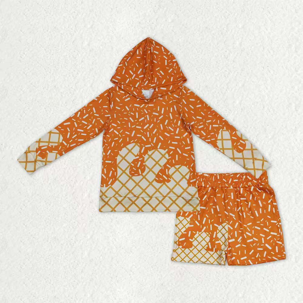 Sibling Baby Boys Long Sleeves Sprinkles Drips Hoodie Shirt Pockets Shorts Team Clothes Set RTS