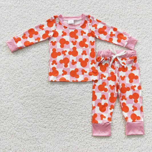 GLP0438 Baby Girl Long Sleeves Shirt Pants Cartoon Pajamas Outfit