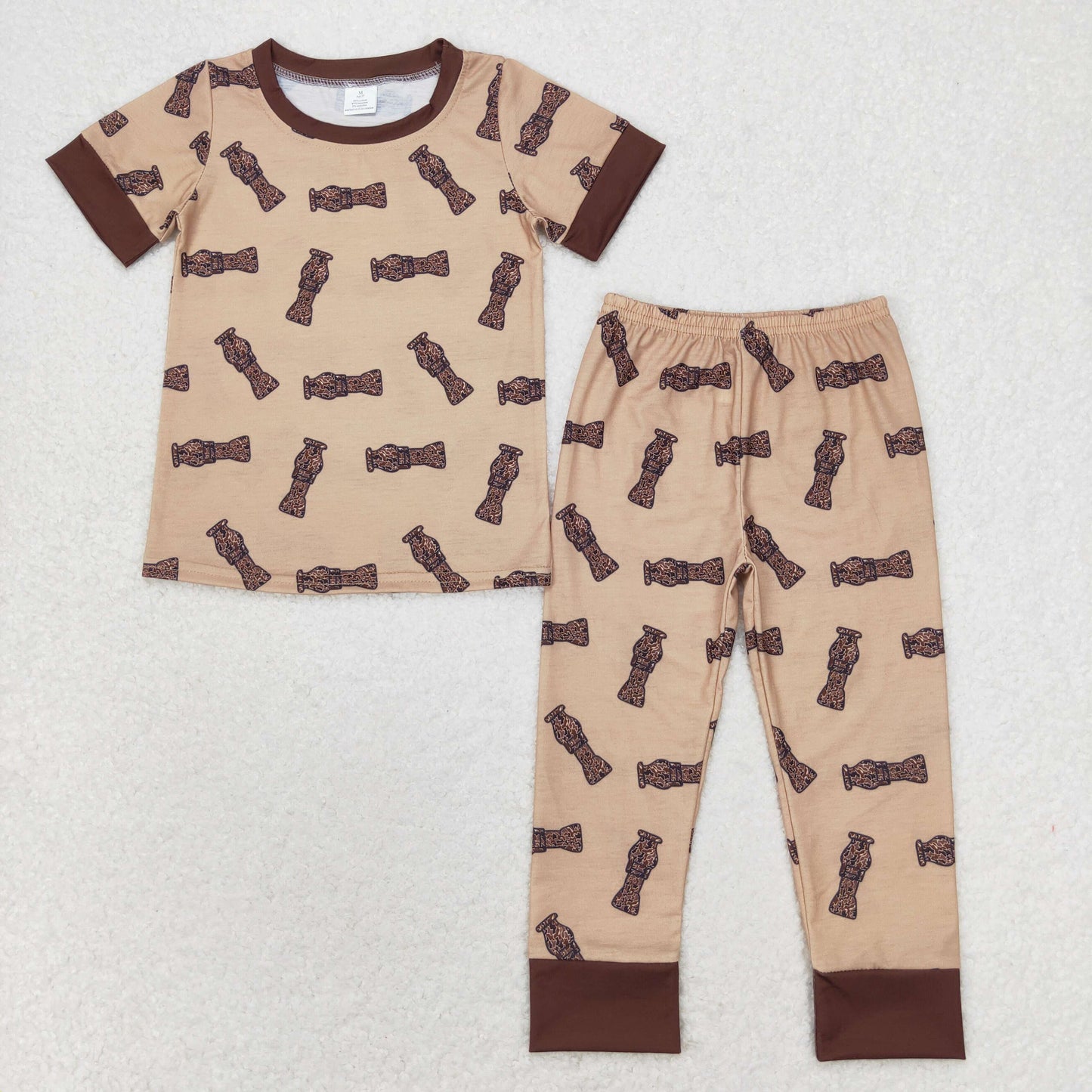 Boys Kids Short Sleeves Camo Deer Ducks Shirt Pants Sibling Bamboo Pajamas Clothes Set RTS