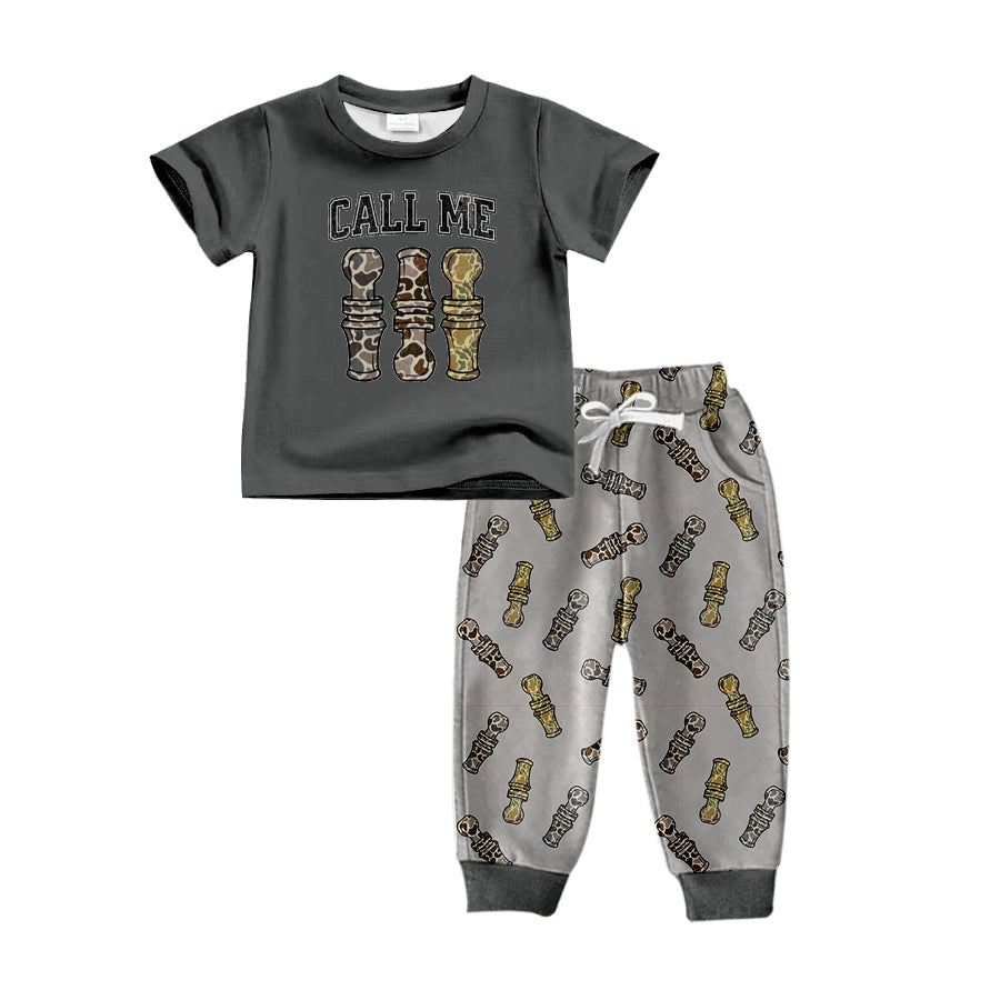 Pre-order Baby Boy Grey Shirt Camo Tools Pants Clothes Hunting Set