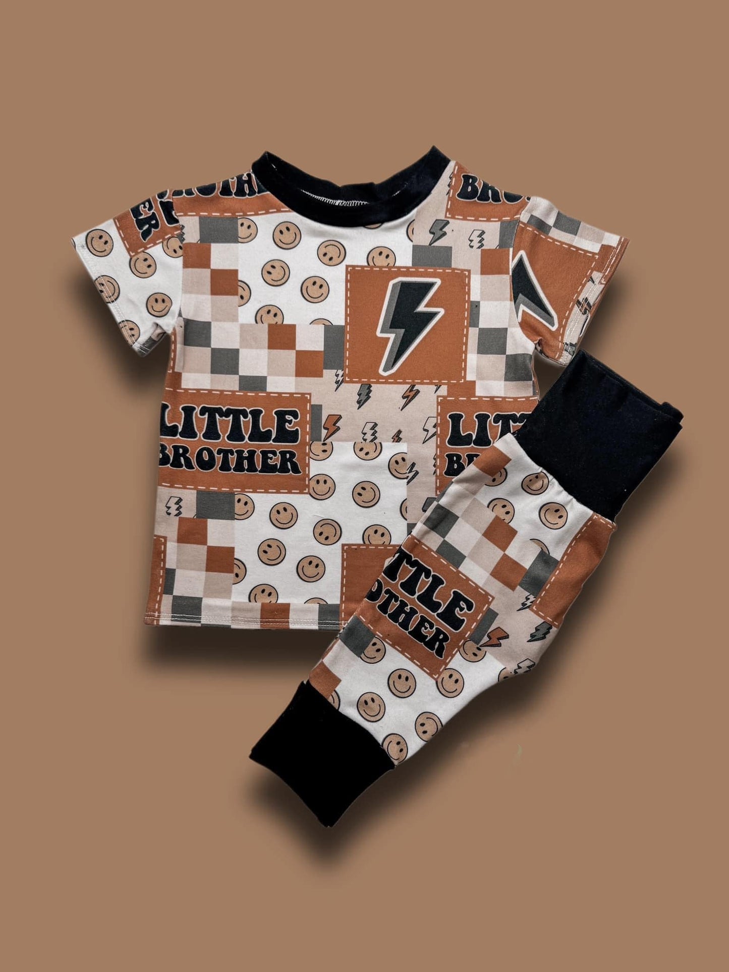 Pre-order Baby Boy Little Brother Smile Shirt Pants Pajamas Clothes Set