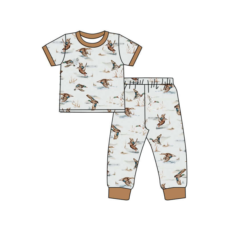 Pre-order Baby Boy Short Sleeves Ducks Shirt Pants Pajamas Hunting Set