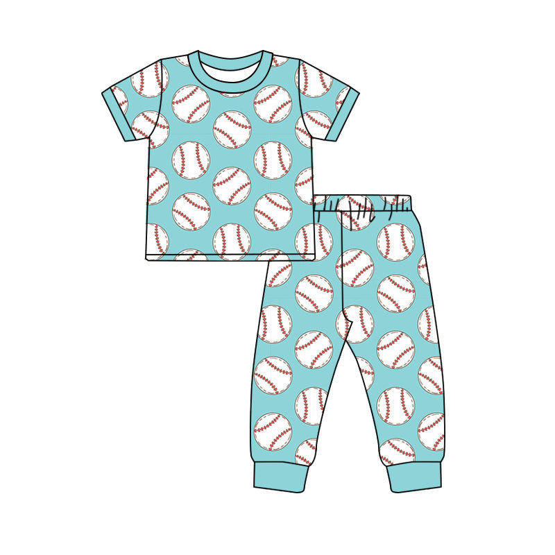 Preorder Baby Boy Short Sleeves Baseball Shirt Pants Pajamas Clothes Set