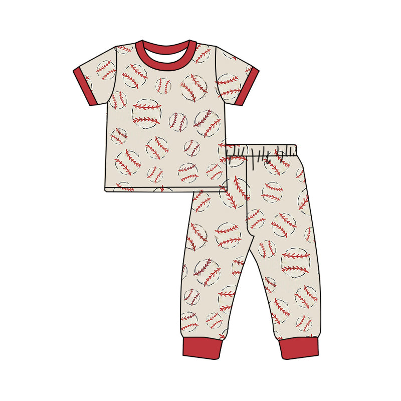 Preorder Baby Boy Short Sleeves Baseball Shirt Pants Pajamas Clothes Set