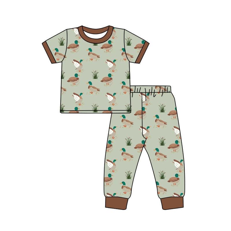 Preorder Baby Boy Short Sleeves Ducks Shirt Pants Pajamas Clothes Set