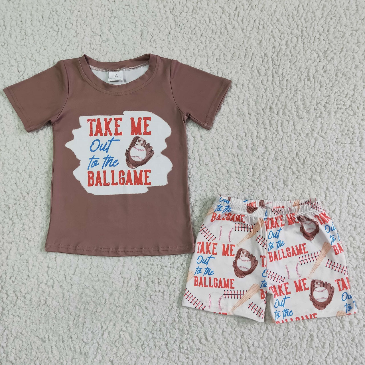 Promotion Baby Boy Short Sleeves Pocket Shirt Baseball Shorts Outfit