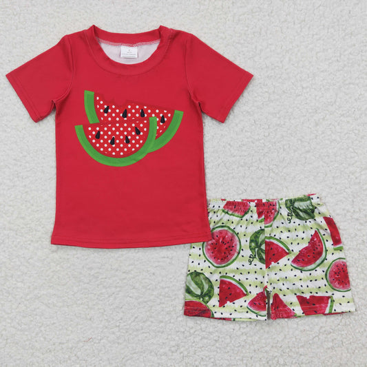 Promotion Baby Boy Short Sleeves Watermelon Shirt Shorts Summer Outfit
