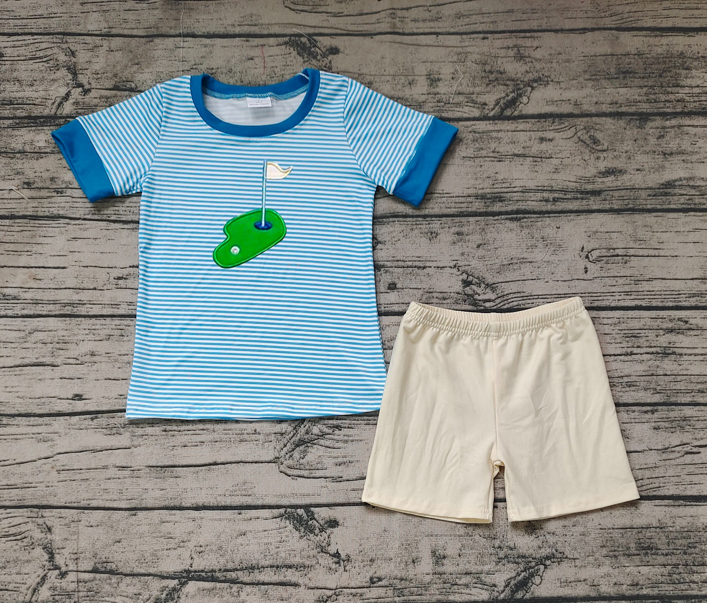 No moq Pre-order Baby Boy Stripes Short Sleeves Golf Shirt Cotton Shorts Set