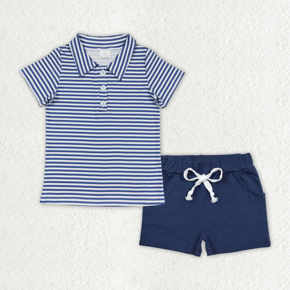 Toddler Boys Short Sleeves Buttons Polo Shirt Tops Pockets Shorts Sibling Clothes Set RTS
