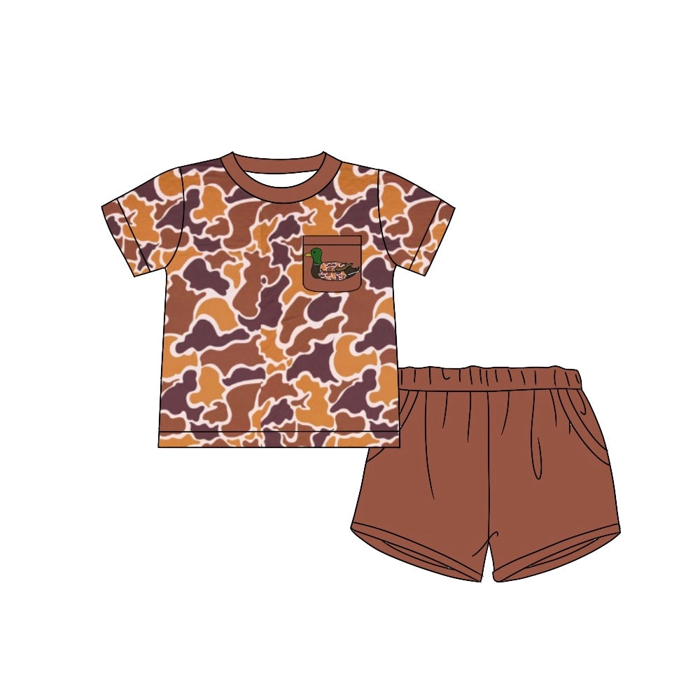 Preorder Baby Boy Camo Duck Pocket Shirt Shorts Clothes Set