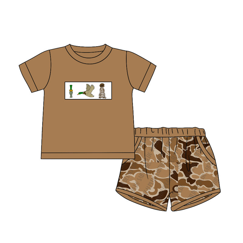 Preorder Baby Boy Short Sleeves Duck Call Dog Camo Shirt Shorts Clothes Set