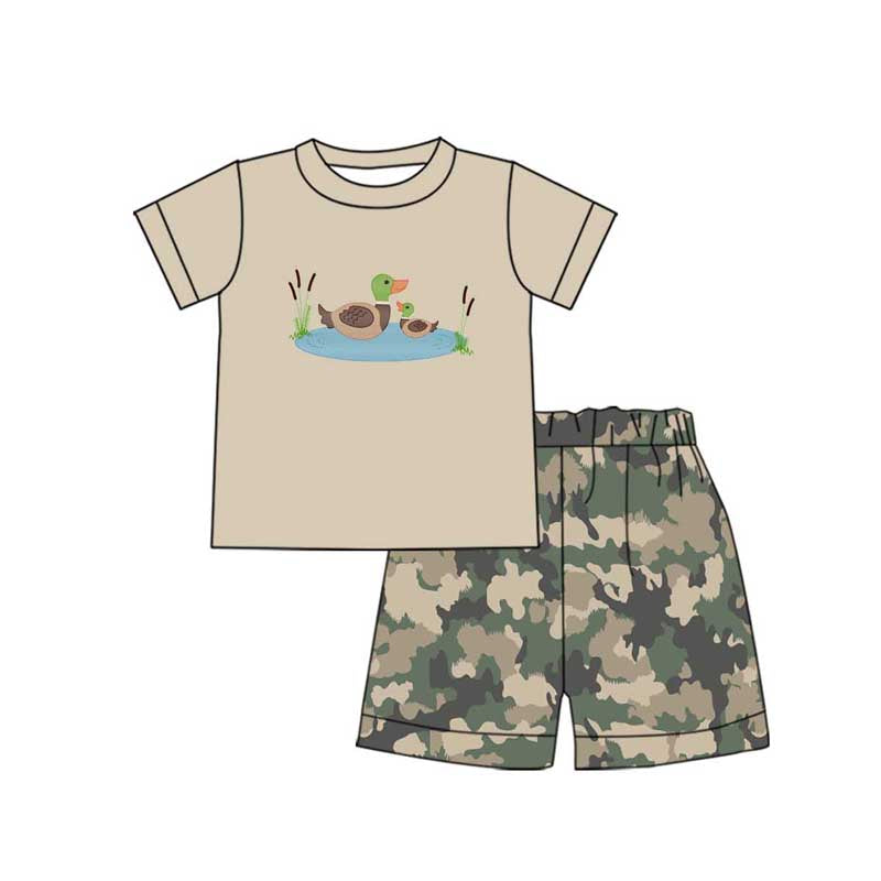 Preorder Baby Boy Short Sleeves Ducks Shirt Camo Shorts Clothes Set