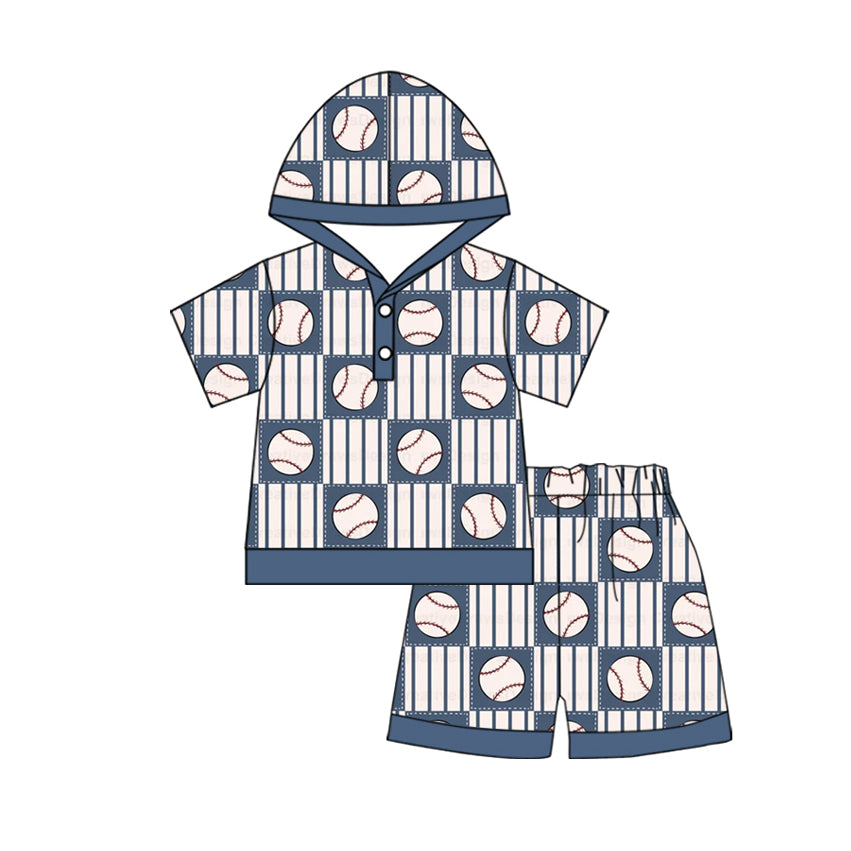 Preorder Baby Boy Baseball Hoodie Shirt Shorts Clothes Set