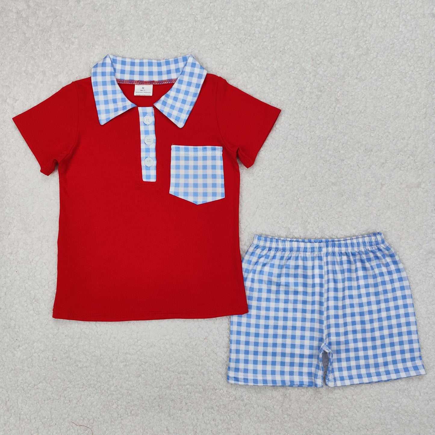 Toddler Boys Short Sleeves Buttons Polo Shirt Tops Pockets Shorts Sibling Clothes Set RTS