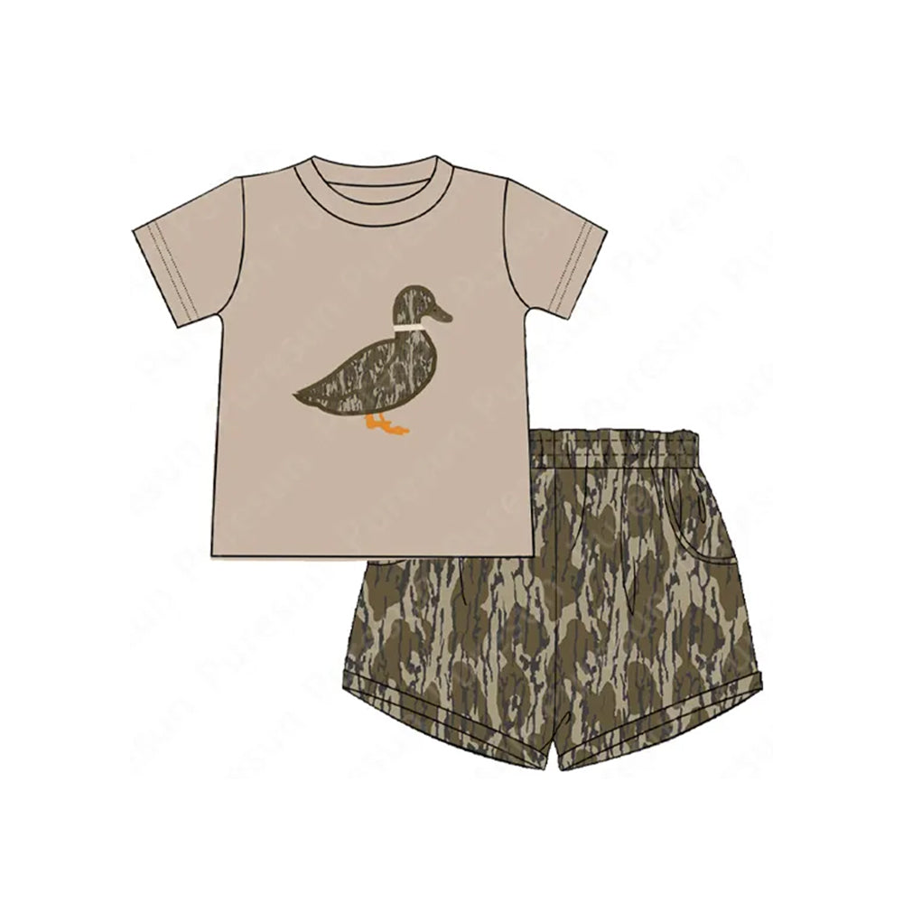Preorder Baby Boy Short Sleeves Bottomland Camo Ducks Shirt Shorts Clothes Set
