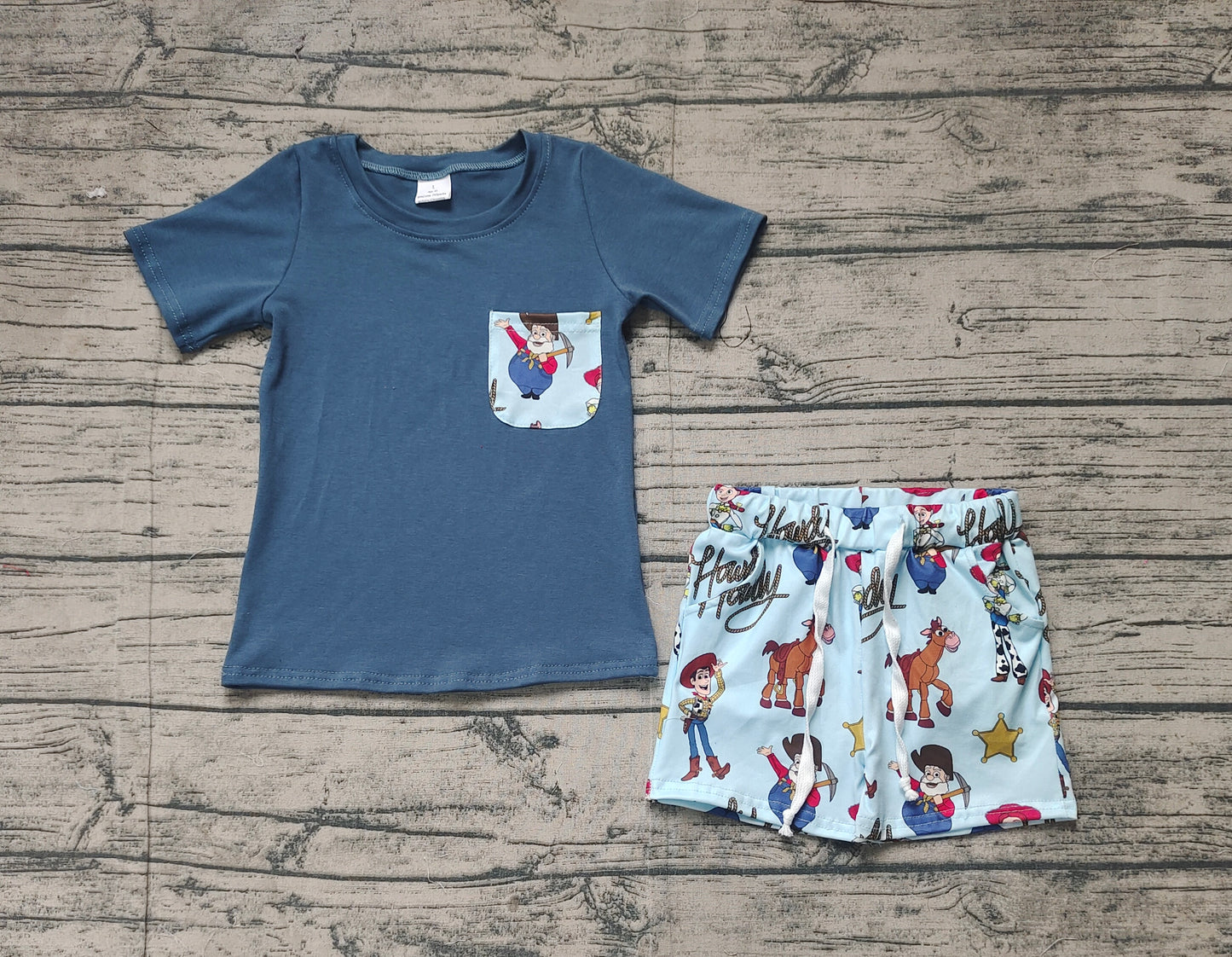 Baby Boy Short Sleeves Pocket Shirt Toys Shorts Clothes Set RTS