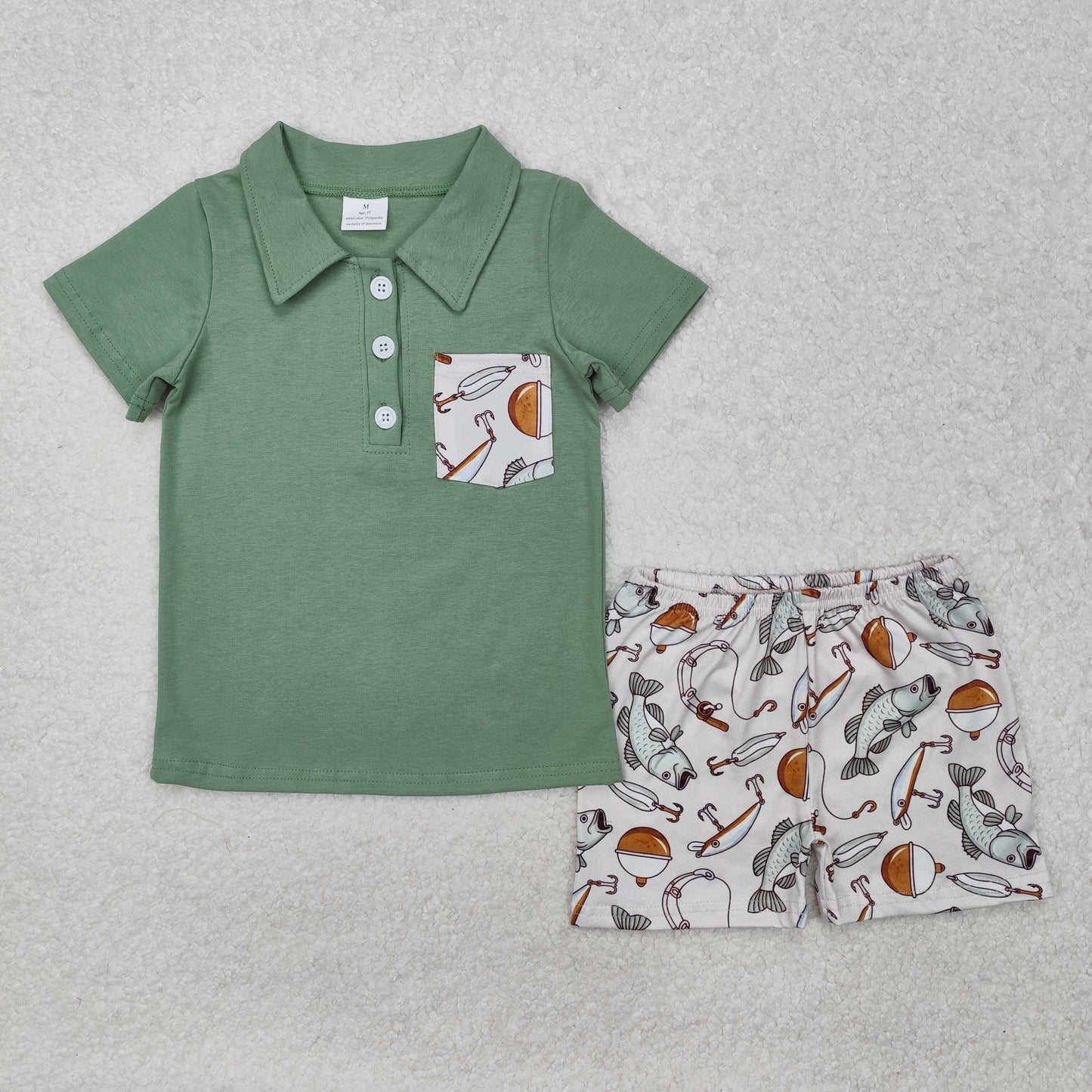 Boys Kids Short Sleeves Button Polo Shirt Pockets Shorts Sibling Outfit Clothes Set RTS