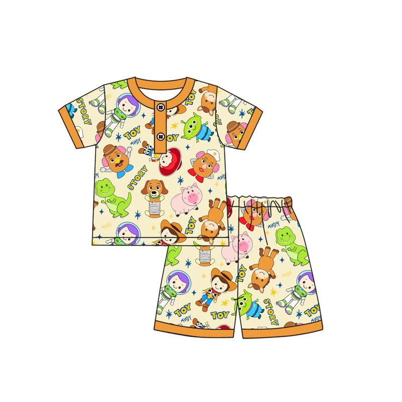 Preorder Baby Boy Short Sleeves Yellow Toys Shirt Shorts Pajamas Set