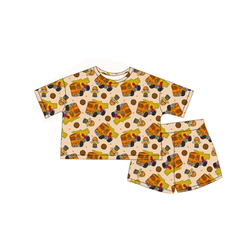 Preorder Baby Boy Short Sleeves Scarecrow Trucks Shirt Shorts Set ( Moq 5 )