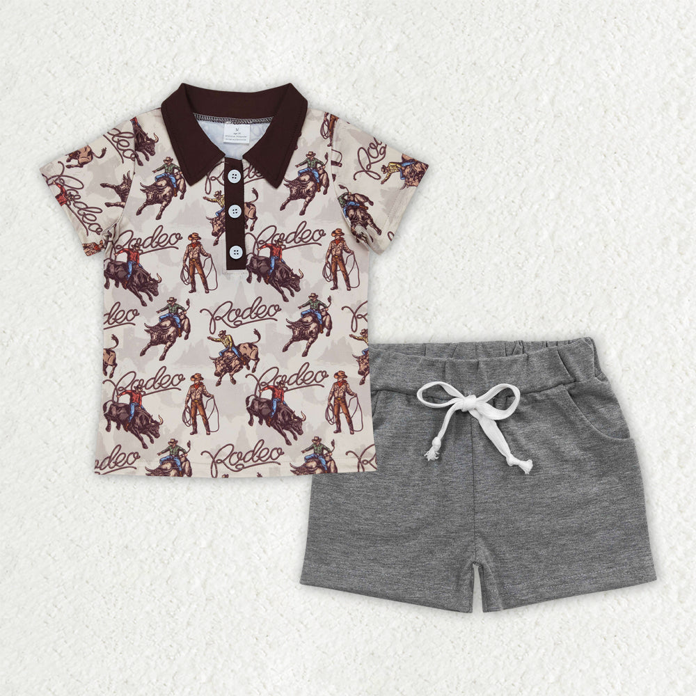 Boys Kids Short Sleeves Button Polo Shirt Pockets Shorts Sibling Outfit Clothes Set RTS