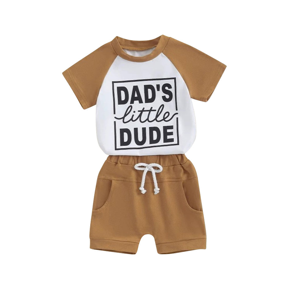 Preorder Baby Boy Short Sleeves Dad's Shirt Khaki Pockets Shorts Set ( Moq 5 )