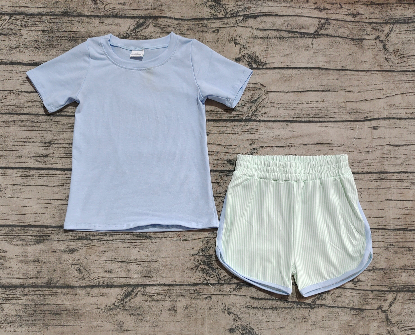 Baby Boy Short Sleeves Blue Cotton Shirt Shorts Set RTS