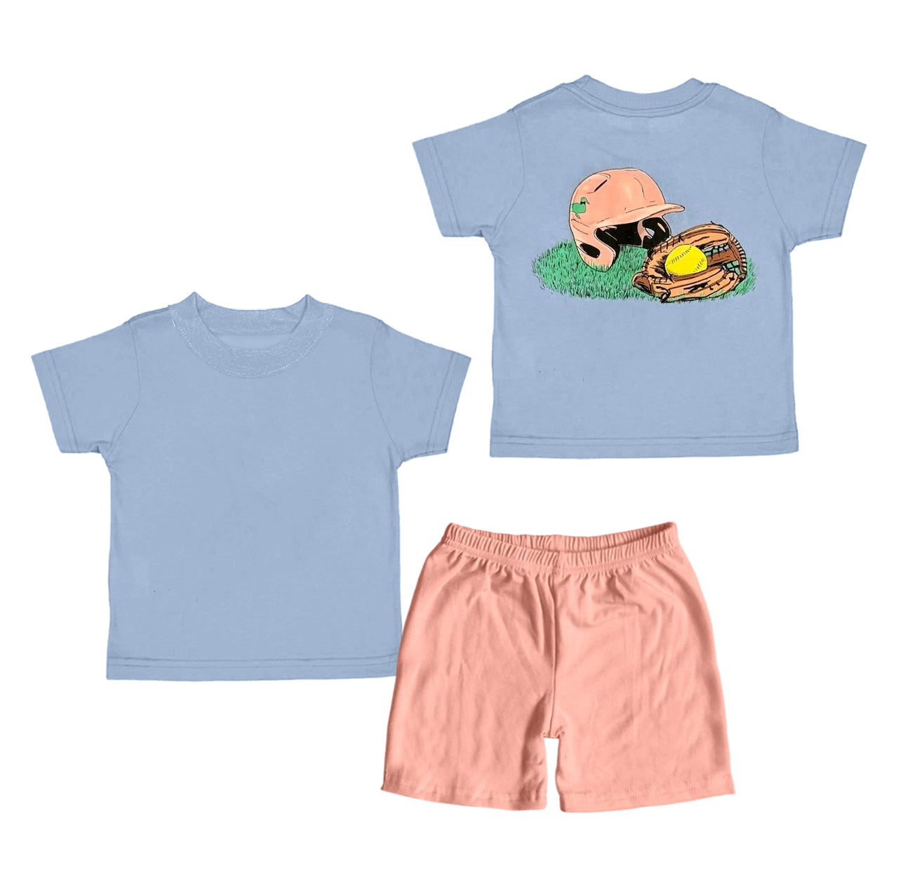 Preorder Baby Boy Short Sleeves Baseball Shirt Shorts Set ( Moq 5 )