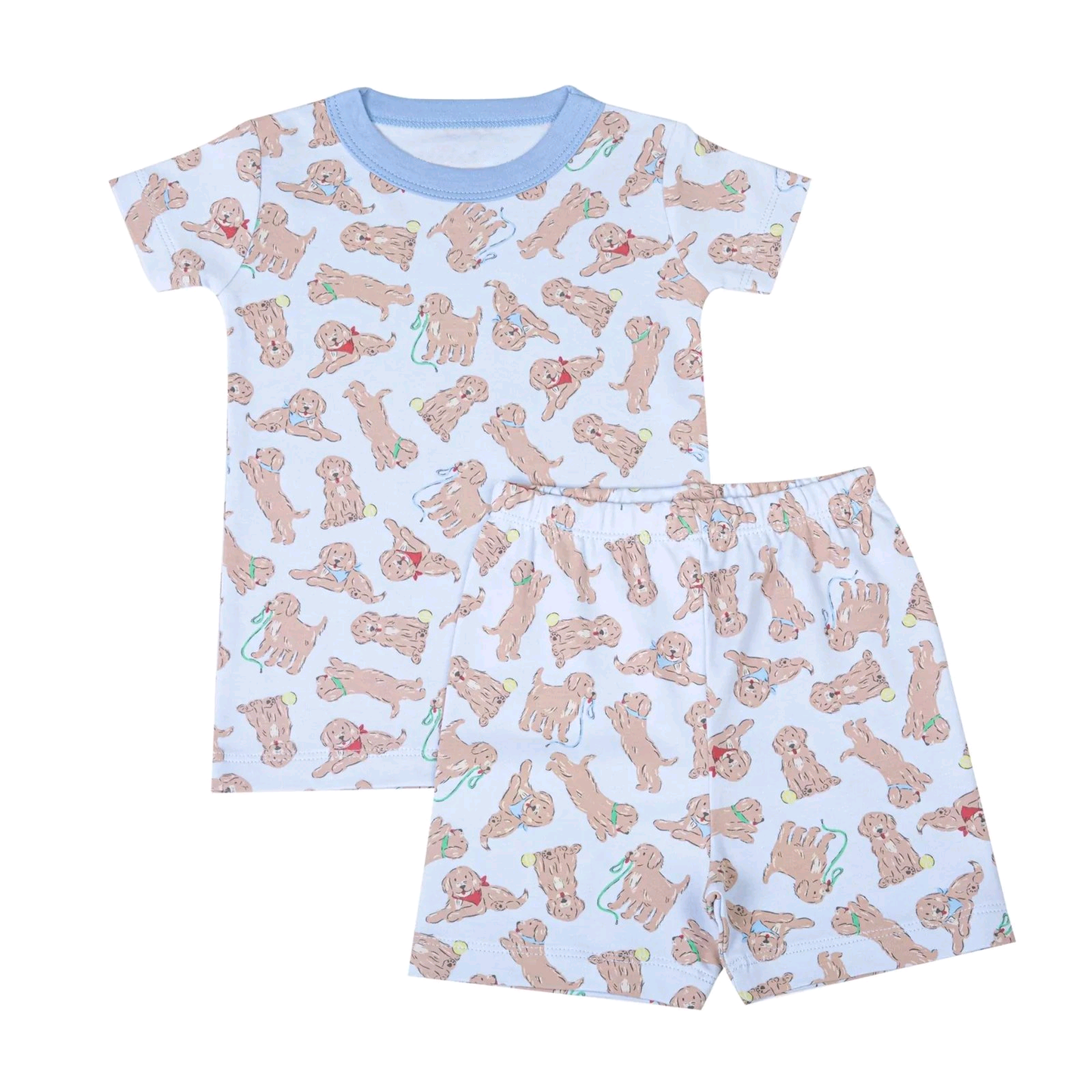 ( Moq 5 ) Preorder Baby Boys Kids Short Sleeves Dogs Balls Shirt Shorts Summer Set