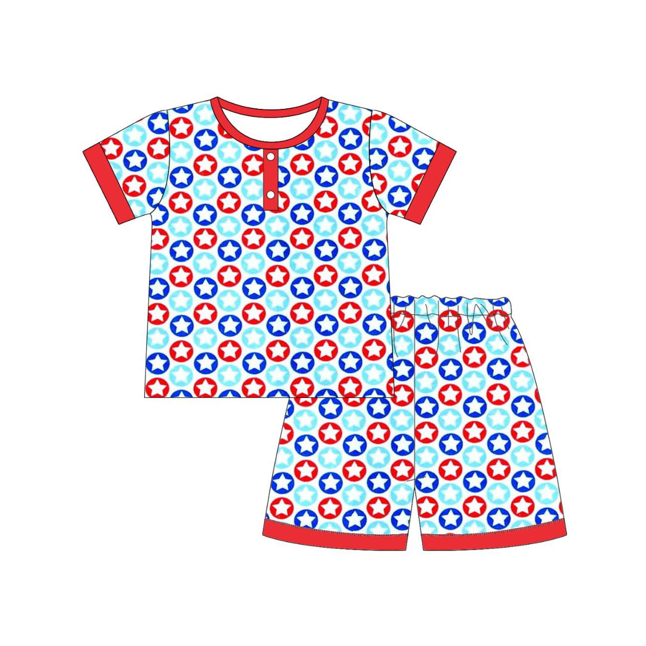 ( Moq 5 ) Preorder Baby Boys Short Sleeves Stars Shirt Shorts 4th of July Pajamas Clothes Set