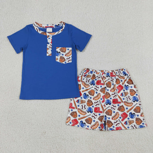 Sibling Baby Boys Kids Short Sleeves Baseball Shirt Shorts Set Romper 4th of July Clothes